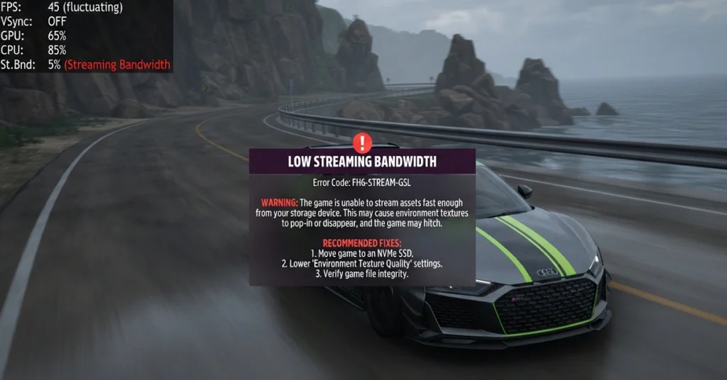 Forza Horizon 6 low streaming bandwidth error fix on PC